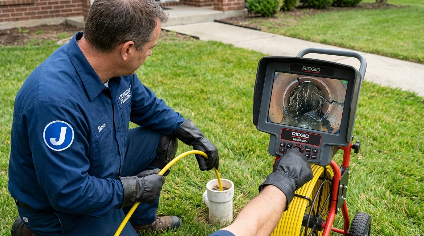 Sewer camera inspection being performed by Johns Plumbing LLC in Cold Spring Harbor